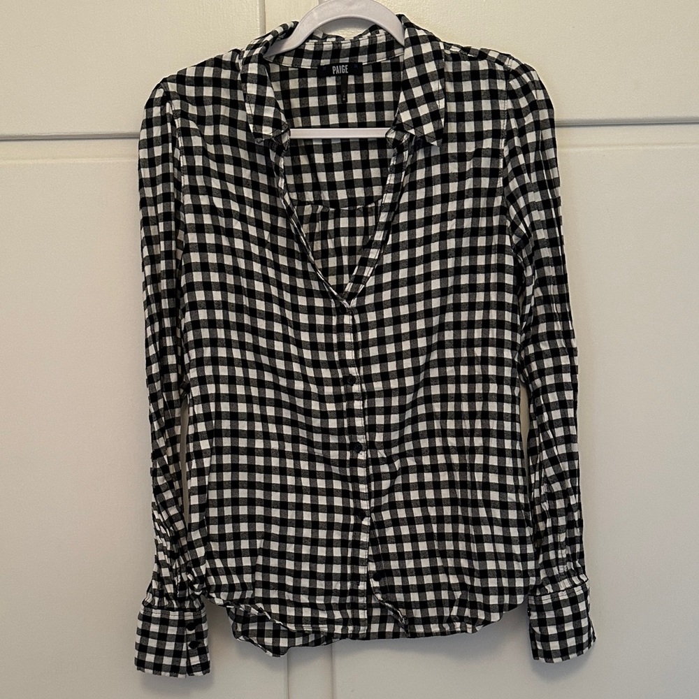 LIKE NEW Paige Denim Flannel Black & White Checkered Button Down
